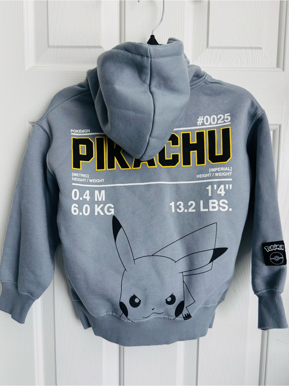 NWT Zara Pokémon Light Blue Gray Graphic Hoodie Sweatshirt Kids size 6-7